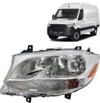 Headlight Assembly Compatible with Mercedes Sprinter 2019-2022, 1500 2500 3500 Halogen Headlamp with Bulbs Left/Driver Side