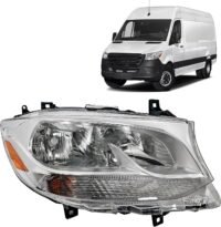 Headlight Assembly Compatible With Mercedes Sprinter 2019 - 2022, 1500 2500 3500 Halogen Headlamp w/Bulbs Right/Passenger Side