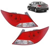 ALLIGATOR AUTO LIGHTS Replacement for Hyundai Accent 2012-2014 GLS DOT/SAE Compliant, Halogen Tail Light Assembly Set w/Bulbs, Left & Right Side, 92401-1R010, 92402-1R010 /HY2800144, HY2801144